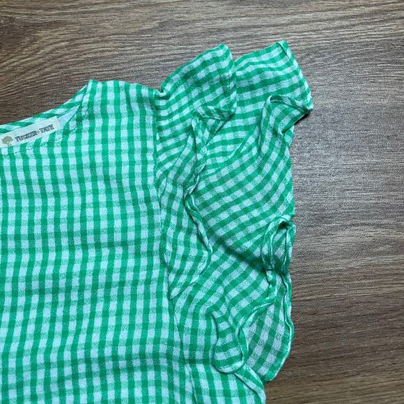 Tucker + Tate Green White Gingham Checked Ruffled Summer Top Size 4 Casual - Picture 3 of 6
